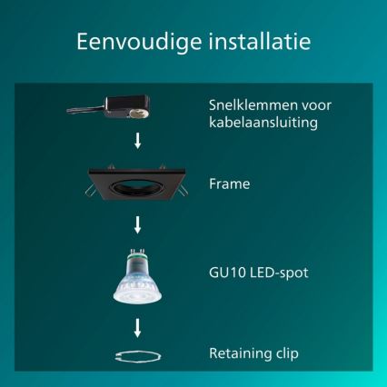 Philips - Luminaria empotrada PERIDOT 1xGU10/7W/230V negra