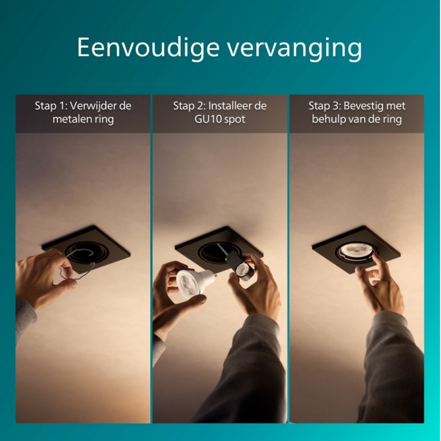 Philips - Luminaria empotrada PERIDOT 1xGU10/7W/230V negra