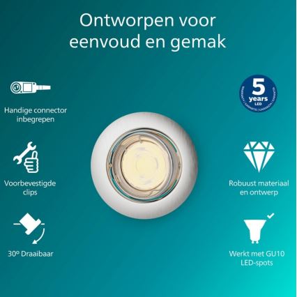 Philips - Luminaria empotrada PERIDOT 1xGU10/7W/230V plata