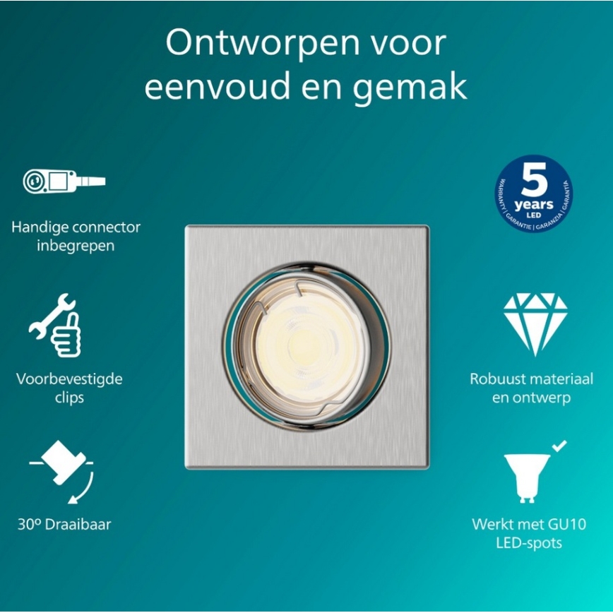 Philips - Luminaria empotrada PERIDOT 1xGU10/7W/230V plateada
