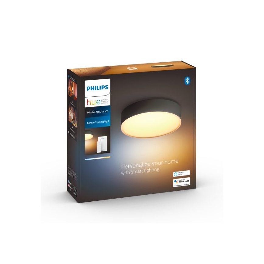 Philips - Lámpara de techo Hue LED regulable LED/9,6W/230V 2200-6500K diámetro 261 mm negra + mando a distancia