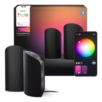 Philips - Pack de 2 focos de proyección LED RGBW regulables Hue PLAY LED/20W/230V 2000–6500K negro
