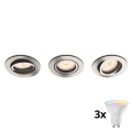 Philips - Pack de 3 focos empotrables LED RGBW regulables 1xGU10/4,8W/230V cromo brillante + mando a distancia