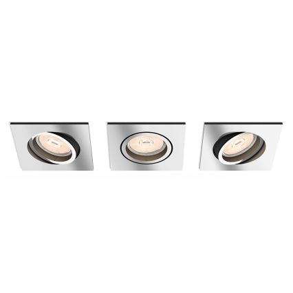 Philips - Juego de 3 downlights empotrables LED RGBW regulables DONEGAL 3x GU10/4,8W/230V + mando a distancia