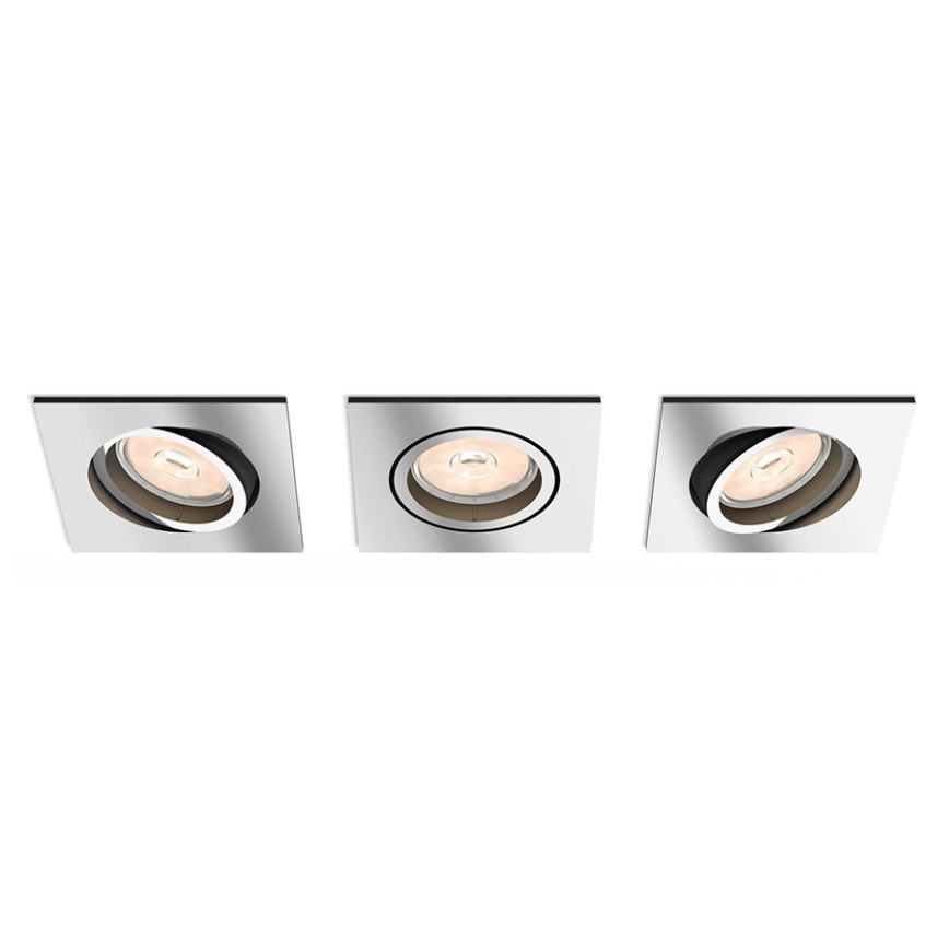 Philips - Juego de 3 downlights empotrables LED RGBW regulables DONEGAL 3x GU10/4,8W/230V + mando a distancia