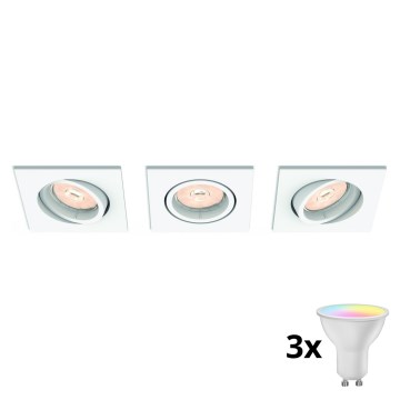 Philips - Pack de 3 luminarias empotrables LED RGBW regulables 1xGU10/4,8W/230V, color blanco + mando a distancia