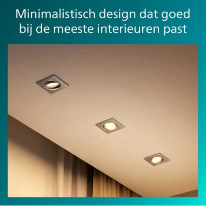 Philips - Pack de 3 luminarias empotrables PERIDOT 1xGU10/7W/230V plateadas