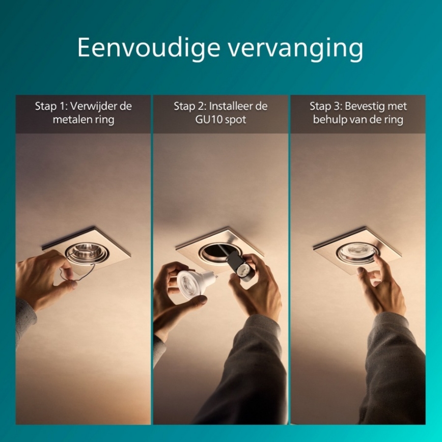 Philips - Pack de 3 luminarias empotrables PERIDOT 1xGU10/7W/230V plateadas