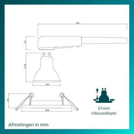 Philips - Pack de 3 luminarias empotrables PERIDOT 1xGU10/7W/230V plateadas