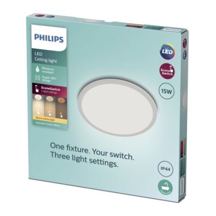 Philips - Plafón de baño LED Regulable SCENE SWITCH LED/15W/230V IP44 2700K