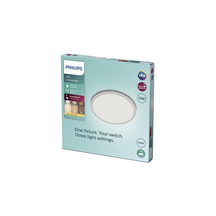 Philips - Plafón de baño LED Regulable SCENE SWITCH LED/15W/230V IP44 2700K