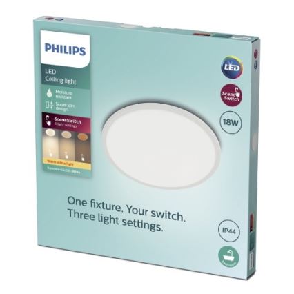 Philips - Plafón de baño LED Regulable SCENE SWITCH LED/18W/230V IP44 2700K