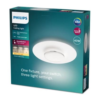 Philips- Plafón LED regulable SCENE SWITCH LED/40W/230V 2700K plata