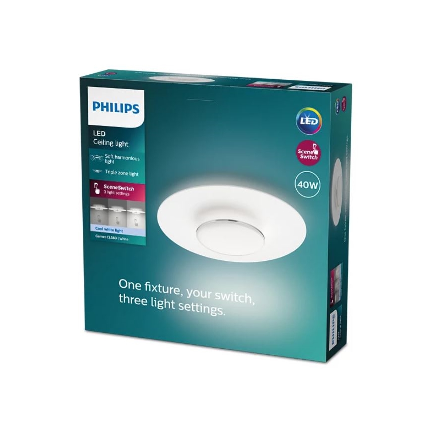 Philips- Plafón LED regulable SCENE SWITCH LED/40W/230V 4000K plata
