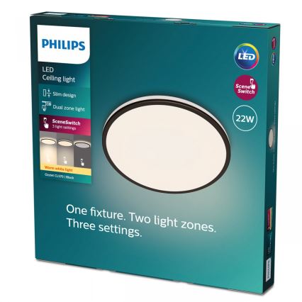 Philips - Plafón LED regulable SCENE SWITCH LED/22W/230V diá. 40 cm 2700K negro