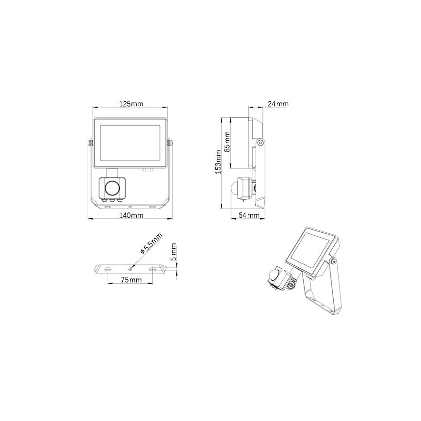 Philips - Proyector LED de exterior con sensor PROJECTLINE LED/20W/230V IP65 3000K