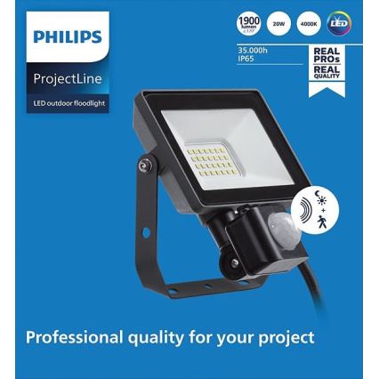 Philips - Proyector LED de exterior con sensor PROJECTLINE LED/20W/230V IP65 4000K