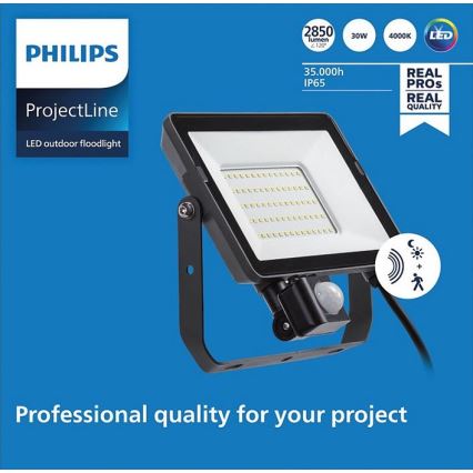 Philips - Proyector LED de exterior con sensor PROJECTLINE LED/30W/230V IP65 4000K