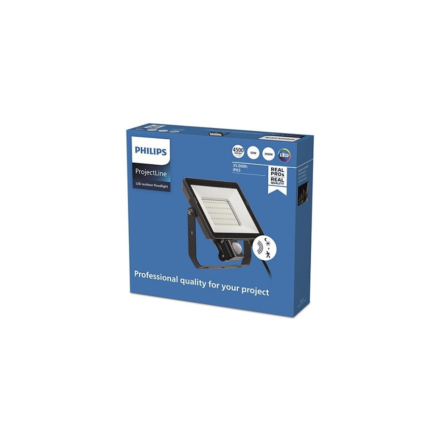 Philips - Proyector LED de exterior con sensor PROJECTLINE LED/50W/230V IP65 3000K