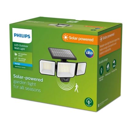 Philips - Proyector LED solar de pared con sensor NYSIL 3xLED/8,7W/3,7V 2000 mAh IP65