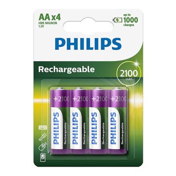 Philips R6B4A210/10 - 4 unidades Pilas recargables AA MULTILIFE NiMH/1,2V/2100 mAh