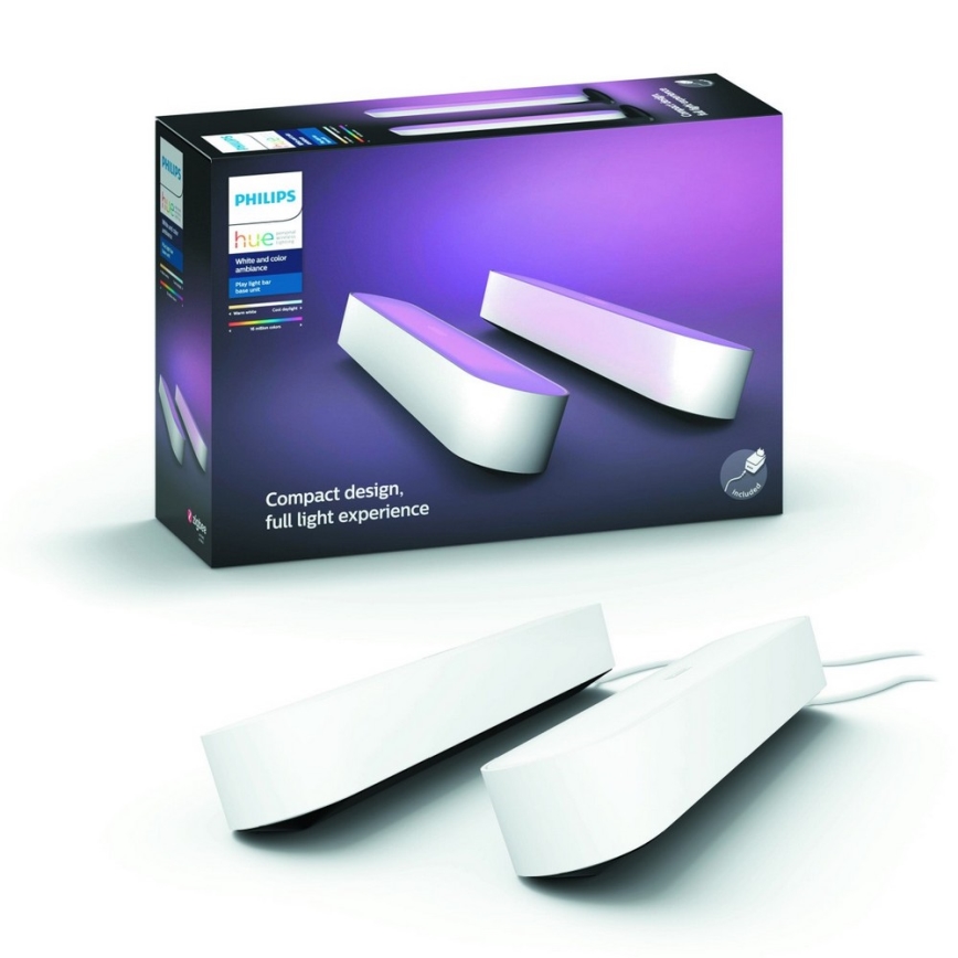 Philips - SET 2x Lámparas de mesa LED RGB regulable HUE AMBIANCE LED/6W/230V blanca