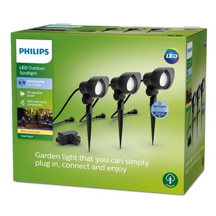 Philips - SET 3x Foco LED de exterior LED/6W/230V 2700K IP44