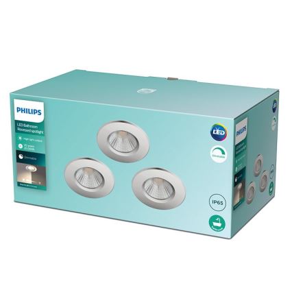 Philips - SET 3x Lámpara de baño LED regulable DIVE 1xLED/5,5W/230V IP65