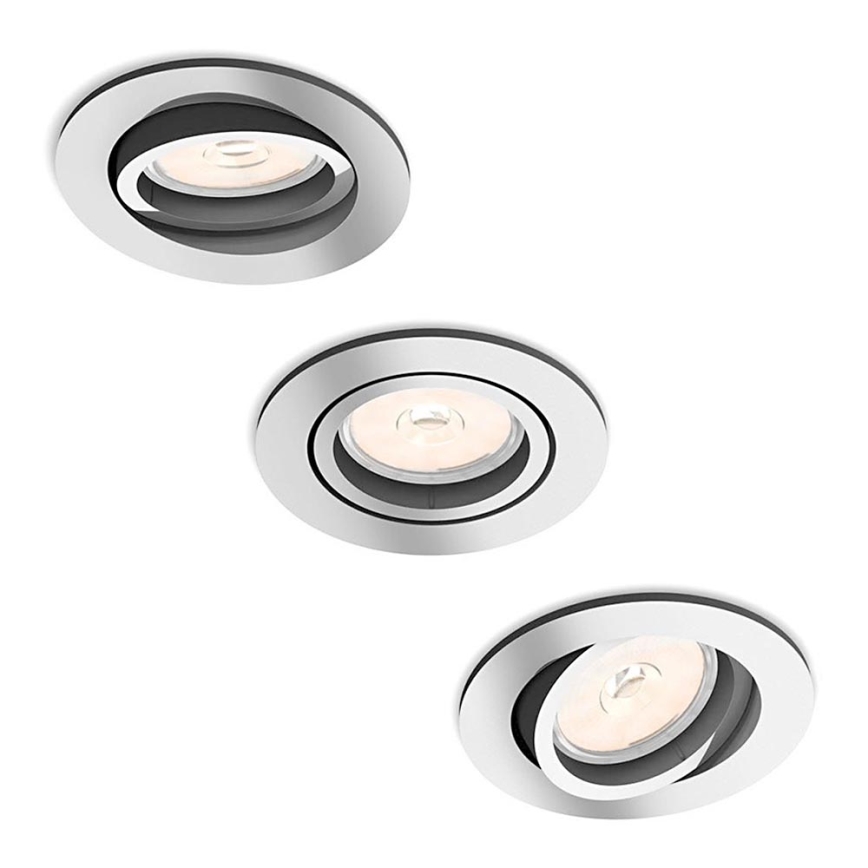 Philips - SET 3x lámpara empotrable de techo 1xGU10/5,5W/230V cromo brillante