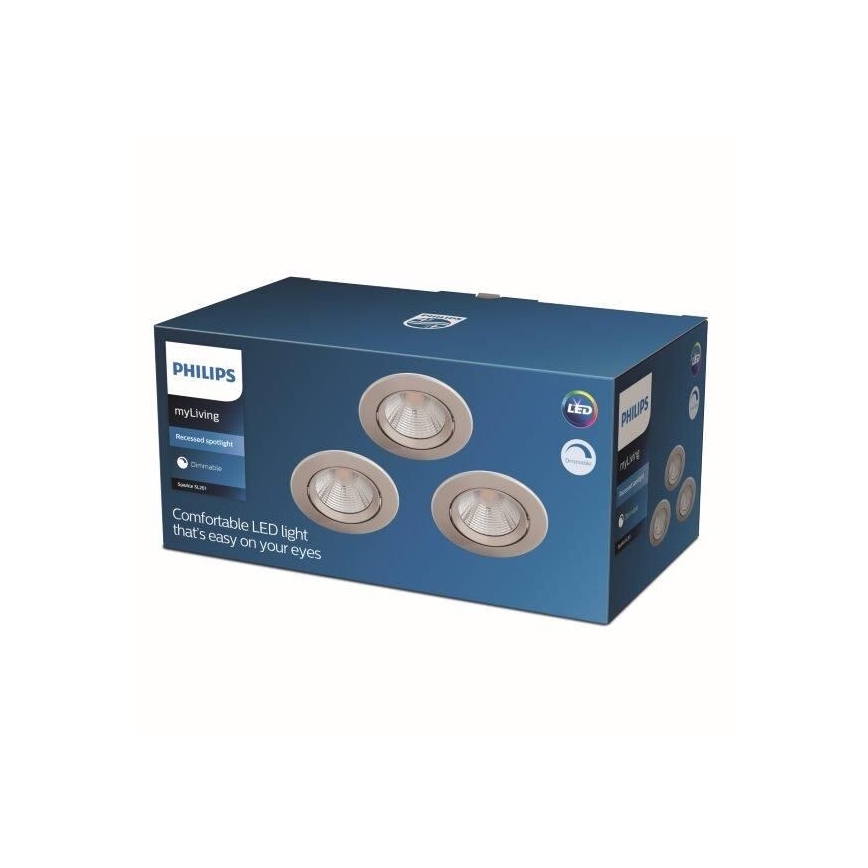 Philips - SET 3x LED Lámpara empotrable regulable LED/5,5W/230V 2700K