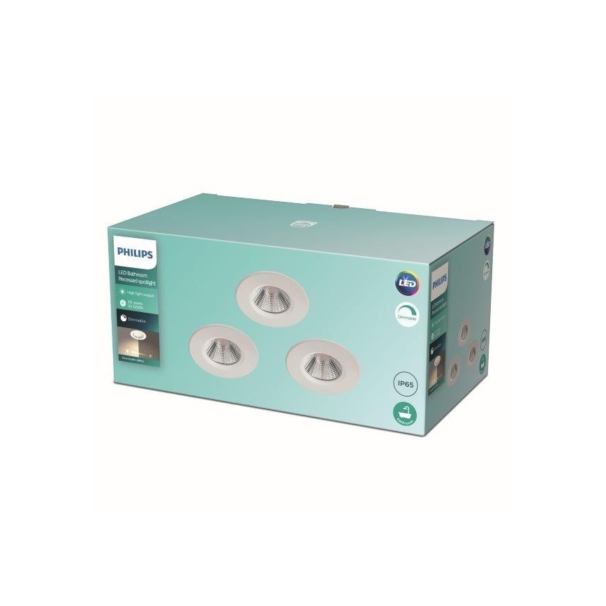 Philips - SET 3x LED Lámpara empotrable regulable para el baño LED/5,5W/230V 2700K IP65