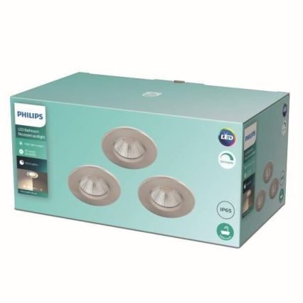 Philips - SET 3x LED Lámpara empotrable regulable para el baño LED/5,5W/230V 2700K IP65