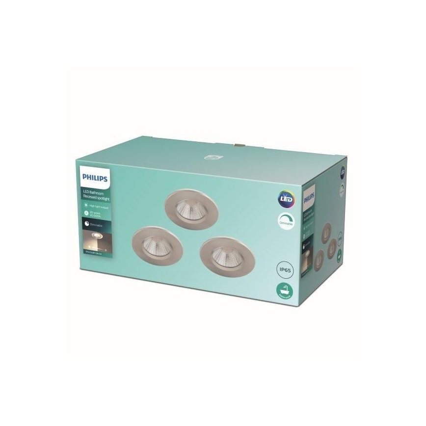 Philips - SET 3x LED Lámpara empotrable regulable para el baño LED/5,5W/230V 2700K IP65