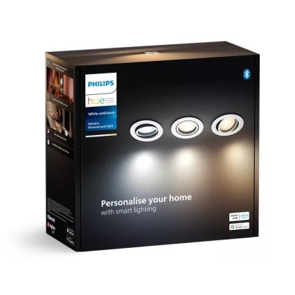 Philips - SET 3x Lámpara empotrable LED regulable Hue MILLISKIN 1xGU10/4,2W/230 2200-6500K