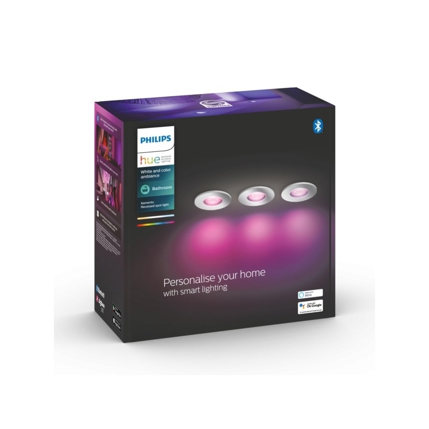 Philips - SET 3xLED RGB Lámpara de baño regulable Hue XAMENTO 1xGU10/5,7W/230V IP44 2000-6500K