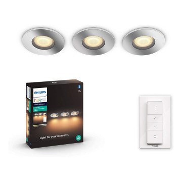 Philips - SET de 3 luces LED regulables para baño Hue ADORE 1xGU10/5W/230V IP44 + mando a distancia