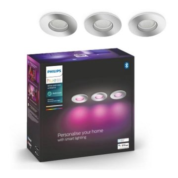 Philips - SET de 3 luces LED RGB regulables para baño Hue XAMENTO 1xGU10/5,7W/230V IP44 2000-6500K