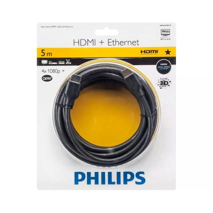 Philips SWV2434W/10 - Cable HDMI con Ethernet, conector HDMI 1.4 A 5 m negro