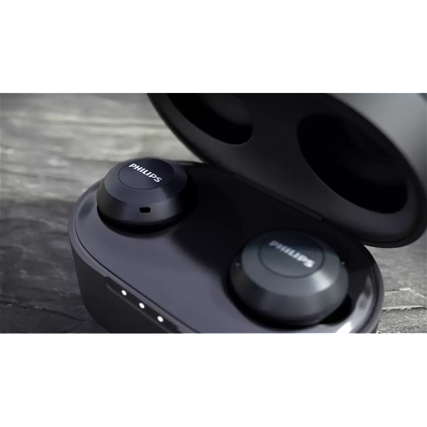 Philips TAT8505BK/00 - Audífonos inalámbricos IPX4 2x 55 mAh + 560 mAh negro