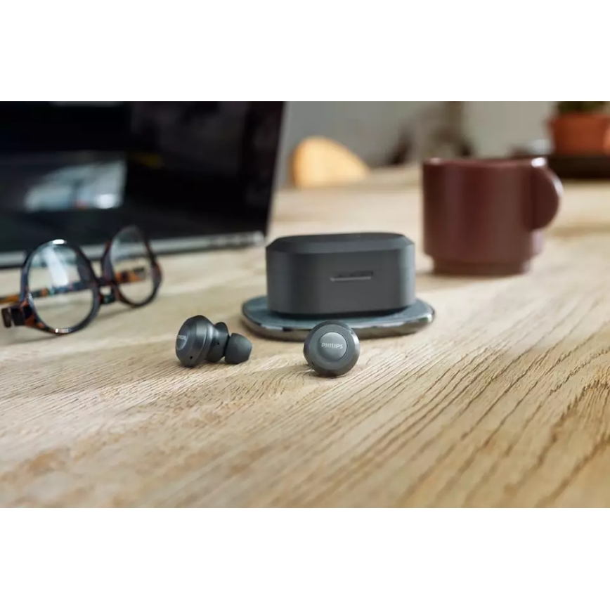 Philips TAT8505BK/00 - Audífonos inalámbricos IPX4 2x 55 mAh + 560 mAh negro