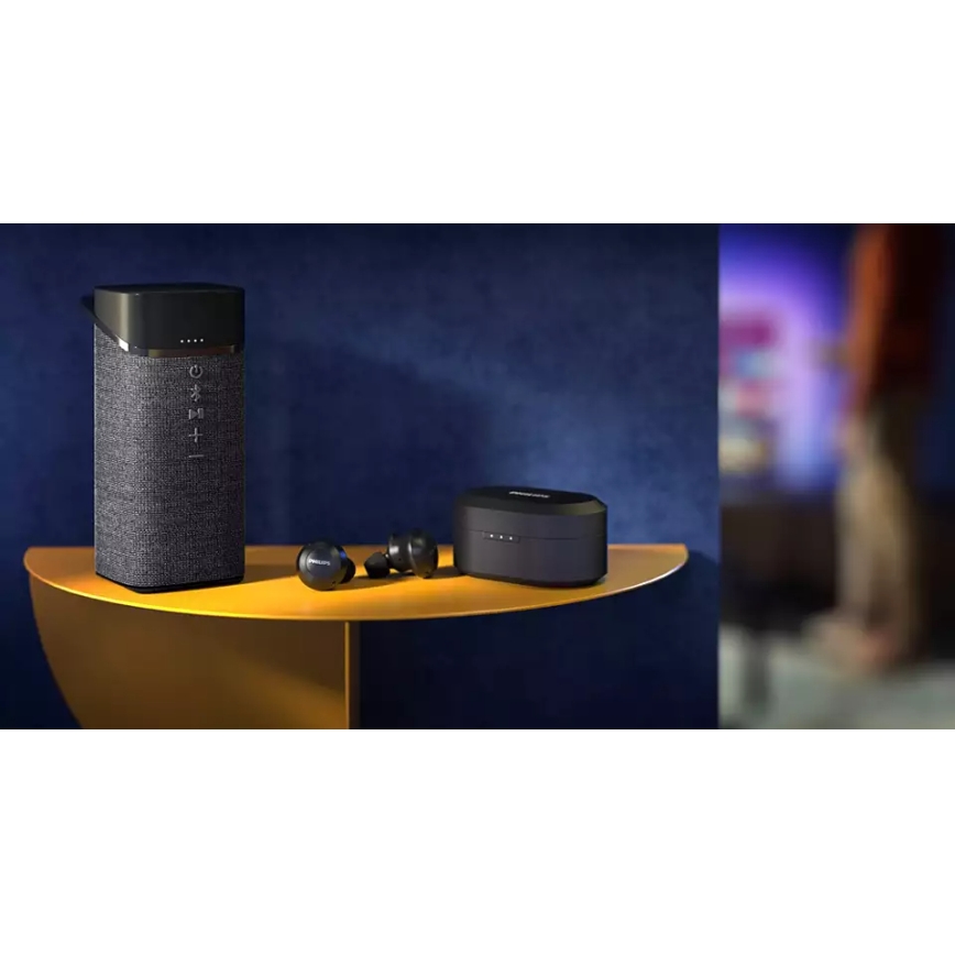 Philips TAT8505BK/00 - Audífonos inalámbricos IPX4 2x 55 mAh + 560 mAh negro