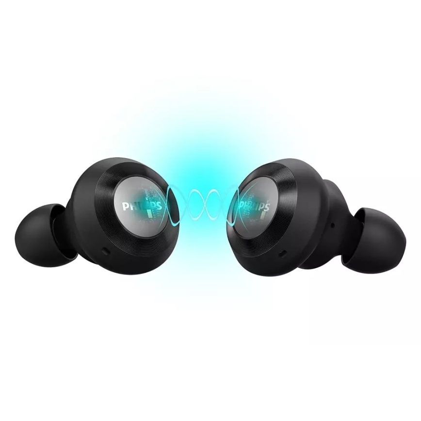 Philips TAT8505BK/00 - Audífonos inalámbricos IPX4 2x 55 mAh + 560 mAh negro