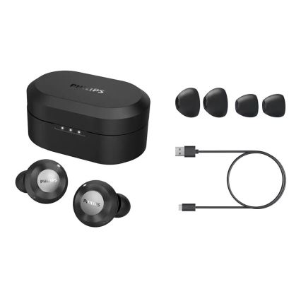 Philips TAT8505BK/00 - Audífonos inalámbricos IPX4 2x 55 mAh + 560 mAh negro