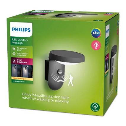 Philips - Lámpara de pared LED para exterior con sensor LED/9W/230V 2700K IP44
