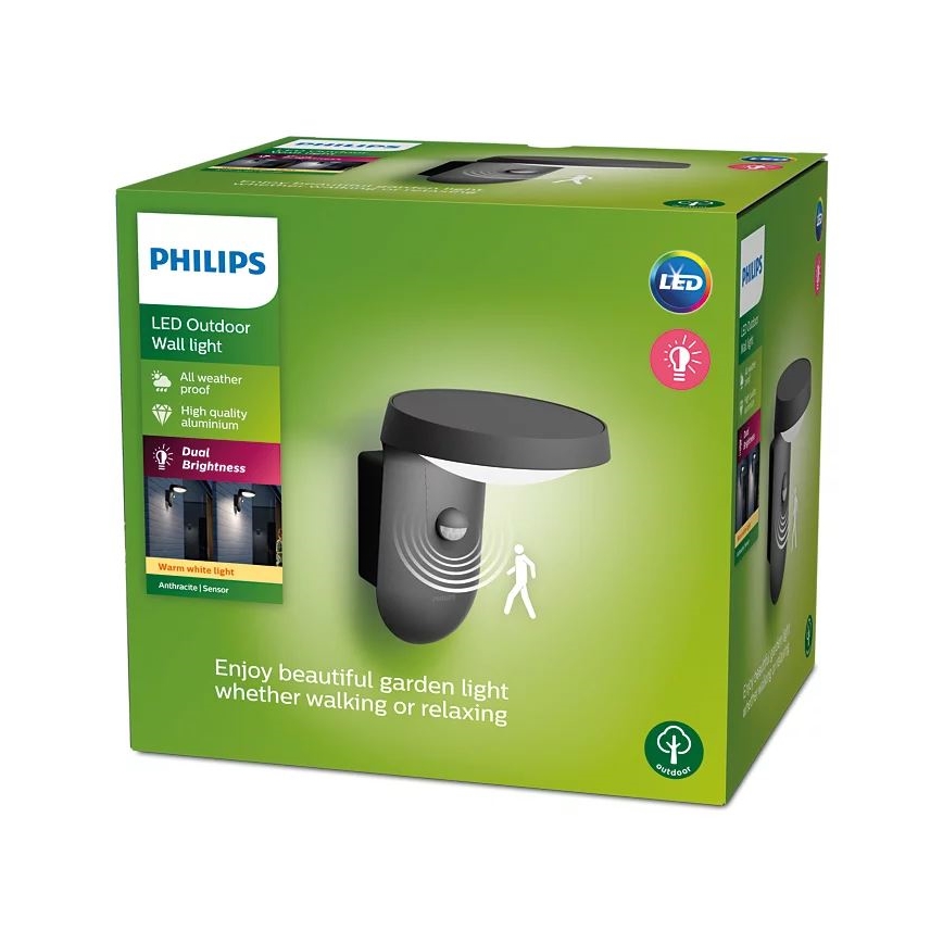 Philips - Lámpara de pared LED para exterior con sensor LED/9W/230V 2700K IP44
