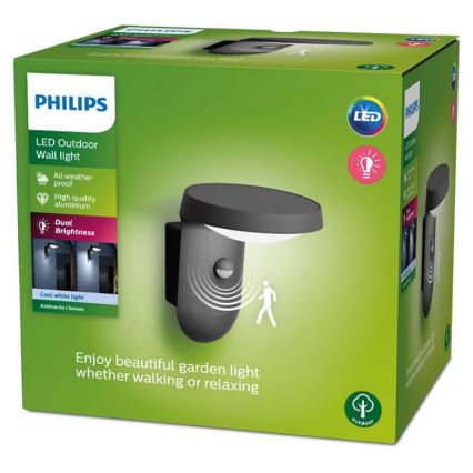 Philips - Lámpara de pared LED para exterior con sensor LED/9W/230V 4000K IP44