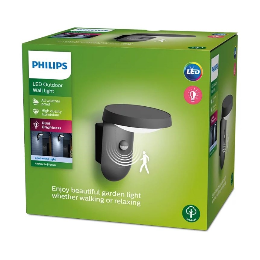 Philips - Lámpara de pared LED para exterior con sensor LED/9W/230V 4000K IP44