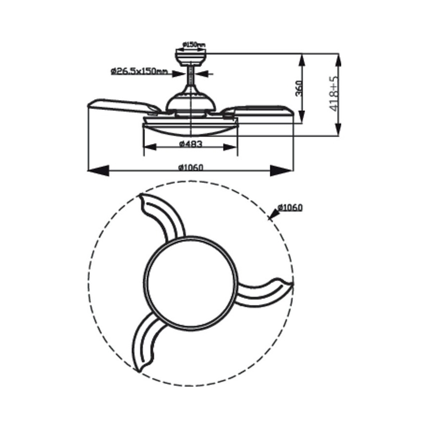 Philips - Ventilador de techo LED LED/35W/230V 5500/4000/3000K + mando a distancia