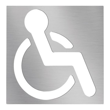 Pictograma de accesibilidad 12x12 cm, acero inoxidable/plateado