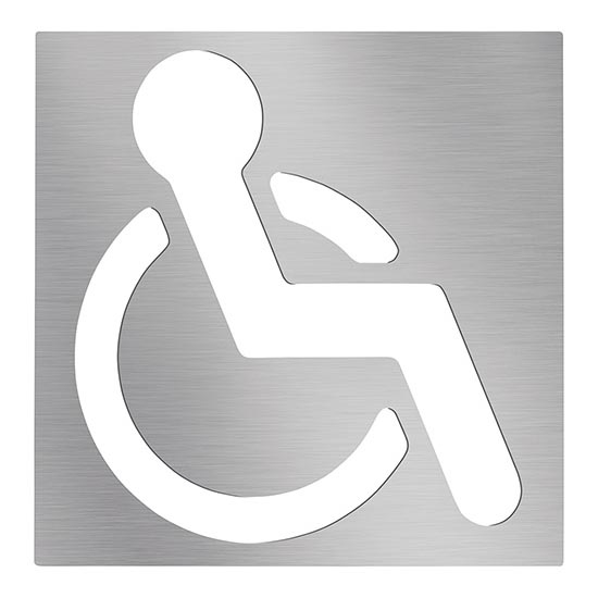 Pictograma de accesibilidad 12x12 cm, acero inoxidable/plateado